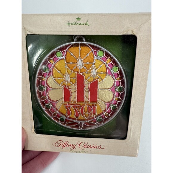 Vintage Hallmark Tiffany Classics 1977 Stained Glass Style Christmas Ornament - Picture 1 of 6